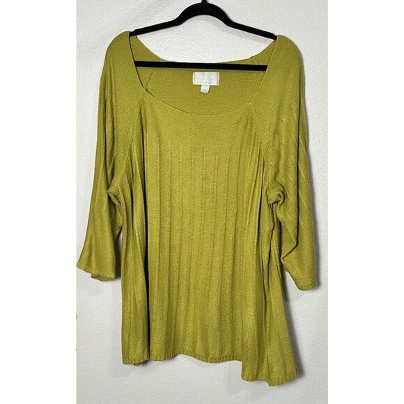 Avenue Sweater Collection Green 3/4 Sleeve Stretch Square Neck Plus Size 26/28 - Picture 1 of 6
